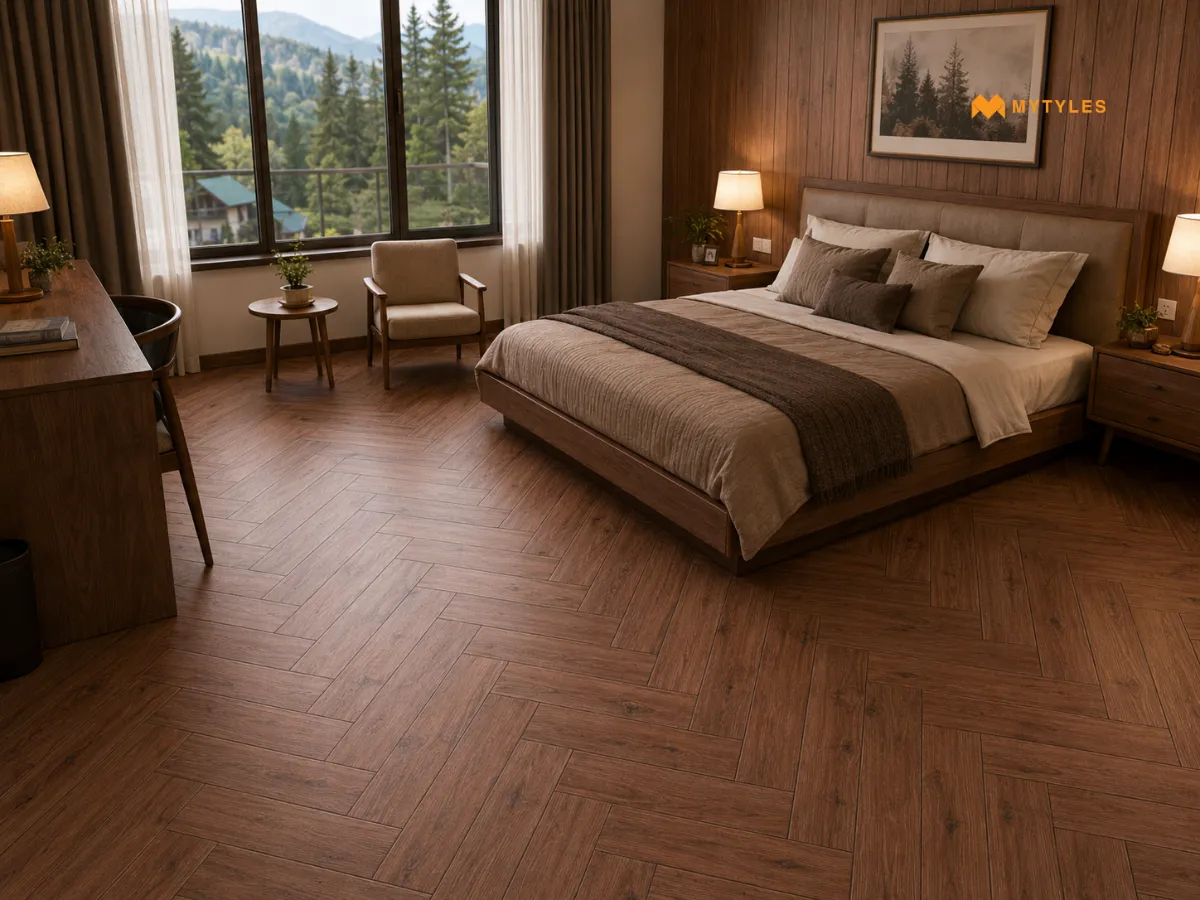 Wooden Vitrified Tiles in Bedroom